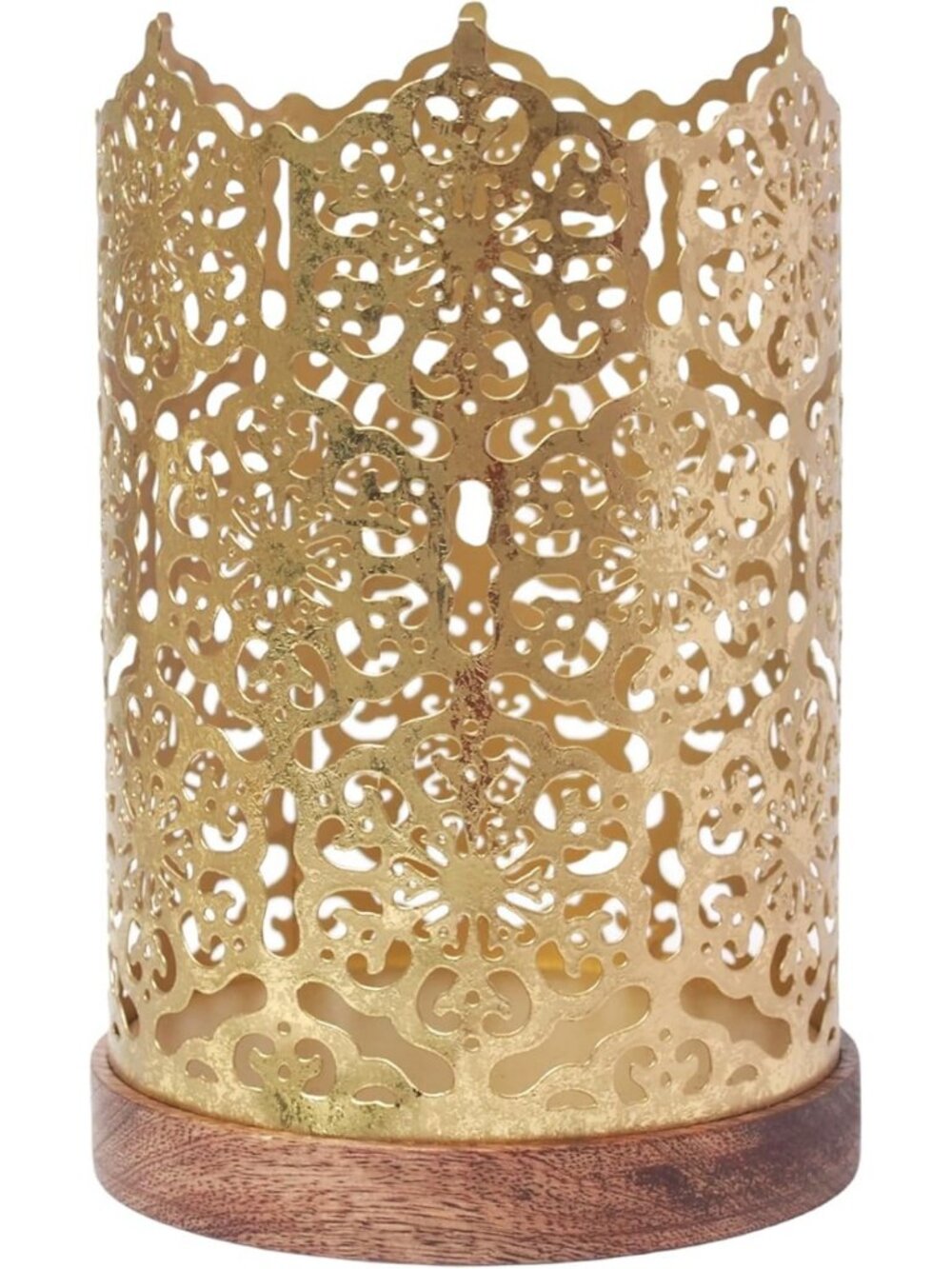 Elegant Gold Diamond Cut Candle Holder - 7.5" High for Home Decor, Weddings